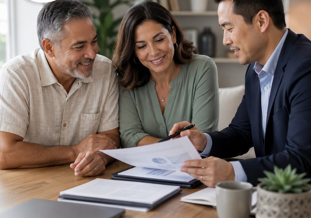 A couple discussing their retirement strategy with an advisor